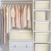 Bagnizer Large 22 Quart [4-Pack] Linen Fabric Foldable Storage Bin Cube Organizer Basket with Flip-Top Lid & Handles, Clothes Blanket Box for Home, Office, Closet (14.6 x 9.5 x 9.5, Beige) view 3