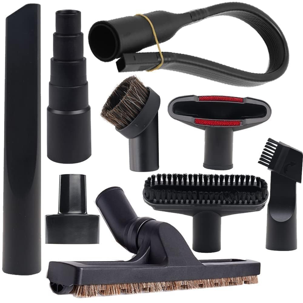 9 Pcs Universal Vacuum Attachments for Shop Vac Accessories with 2 1/2" to 1 1/4" & 1 7/8" to 1" Adapter for Shop Vac, 1 1/4" Brush Attachment Flexible Crevice Tool for Home and Car Interiors Cleaning