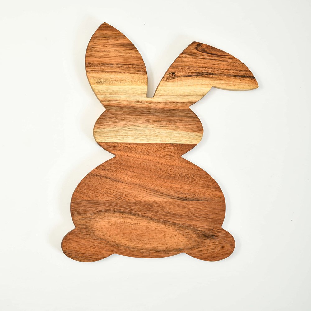 Affinity Decor Organic Acacia Kitchen Cutting Chopping Board for Butcher Block Cheese and Vegetables Fruit Salad Halloween Christmas Gift (Bunny Board 15"L x 7"W)