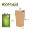 Yes4All 4.5 Inches Square Wood Furniture Legs Set of 4 - Wooden Replacement Feet for Couch, Bed, Bench - Adjustable Sofa, Ottomans Tapered Leg with Leveler - Nature Rubber Wood Parts for Table, Chair view 2