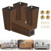 Yes4All 6 Inches Square Wood Furniture Legs Set of 4 - Wooden Replacement Feet for Couch, Bed, Bench - Adjustable Sofa, Ottomans Tapered Leg with Leveler - Brown Rubber Wood Parts for Table, Chair view 1