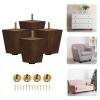 Yes4All 3 Inches Square Wood Furniture Legs Set of 4 - Wooden Replacement Feet for Couch - Adjustable Sofa, Ottomans Tapered Leg with Leveler - Brown Solid Wood Parts for Table, Chair view 1