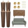 Yes4All 8 Inches Round Wood Furniture Legs Set of 4 - Wooden Replacement Feet for Couch, Bed, Bench - Adjustable Sofa, Ottomans Tapered Leg with Leveler - Brown Rubber Wood Parts for Table, Chair view 1
