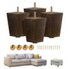 Yes4All 4-Inch Square Wooden Furniture Legs Set of 4, Brown Mid-Century Modern Feet for Sofa, Ottoman, Bench, Dresser, and Table Risers with Adjustable Levelers for Stability and Floor Protection view 1