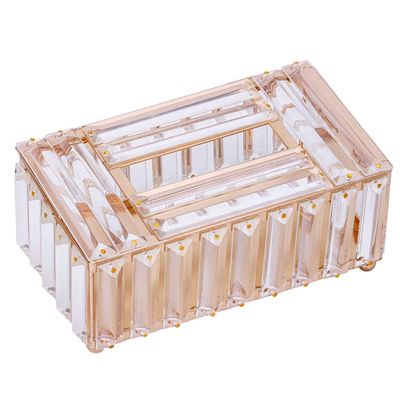Raohui Tissue Box,PaperHolder, Napkin Dispenser,Rectangular Crystal Tissue Box Cover Napkin Holder for Bathroom Desk Decorative Rose Gold