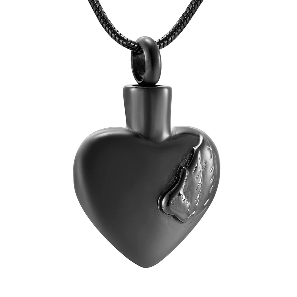SHEIL Angel Wing in My Heart Cremation Urn Necklace Ashes Holder Keepsake Memorial Jewelry Pendant for Women -Stainless Steel,3