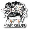 #Crazychickenlady Crazy Chicken Lady 5 inch Waterproof Decal Sticker Messy Bun Chick Eggs Farm Barn Boho Wire Barbed Wire Western Farmhouse Country Cowboy Cowgirl Wood Feather Rodeo Sunflower Animals Vintage Chicken Cow Pig Horse CS1524-2PK view 1