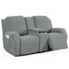 TAOCOCO Loveseat Recliner Cover with Middle Console, Stretch Loveseat Cover for 2 Seat Recliner Couch, Jacquard Reclining Sofa Covers Loveseat Slipcover Furniture Protector, Dusty Grey view 1