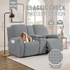 TAOCOCO Loveseat Recliner Cover with Middle Console, Stretch Loveseat Cover for 2 Seat Recliner Couch, Jacquard Reclining Sofa Covers Loveseat Slipcover Furniture Protector, Dusty Grey view 2