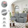 TAOCOCO Loveseat Recliner Cover with Middle Console, Stretch Loveseat Cover for 2 Seat Recliner Couch, Jacquard Reclining Sofa Covers Loveseat Slipcover Furniture Protector, Dusty Grey view 3