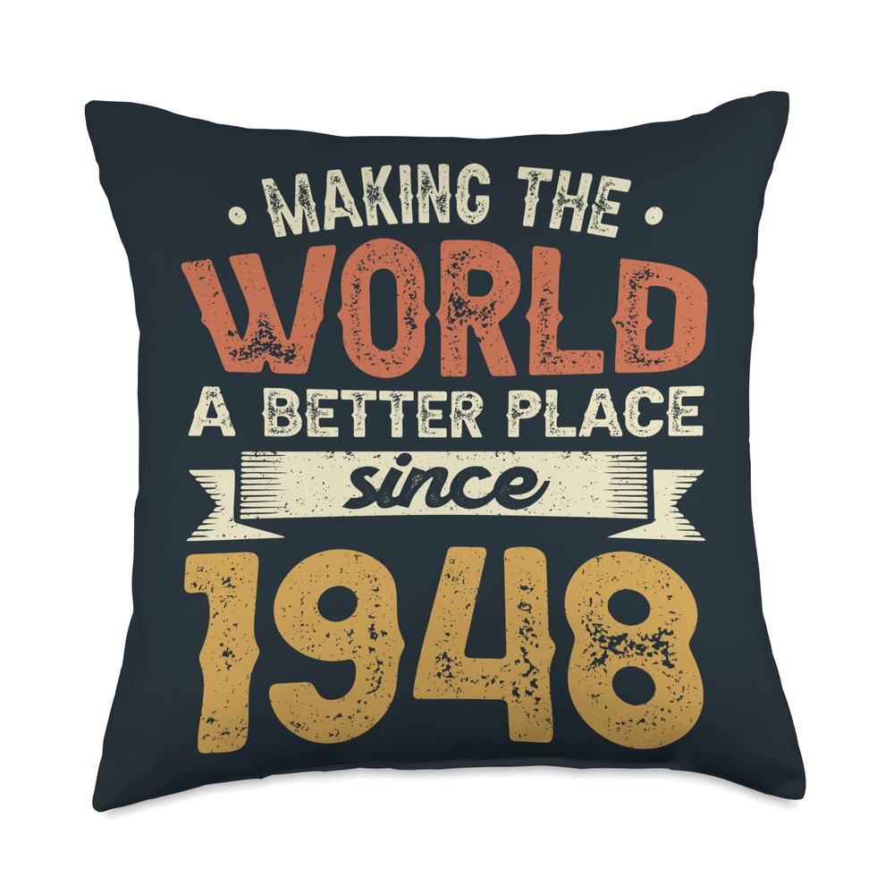 75 Birthday Making the world a better place since 1948 Throw Pillow