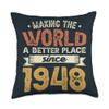 75 Birthday Making the world a better place since 1948 Throw Pillow view 1