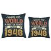 75 Birthday Making the world a better place since 1948 Throw Pillow view 3