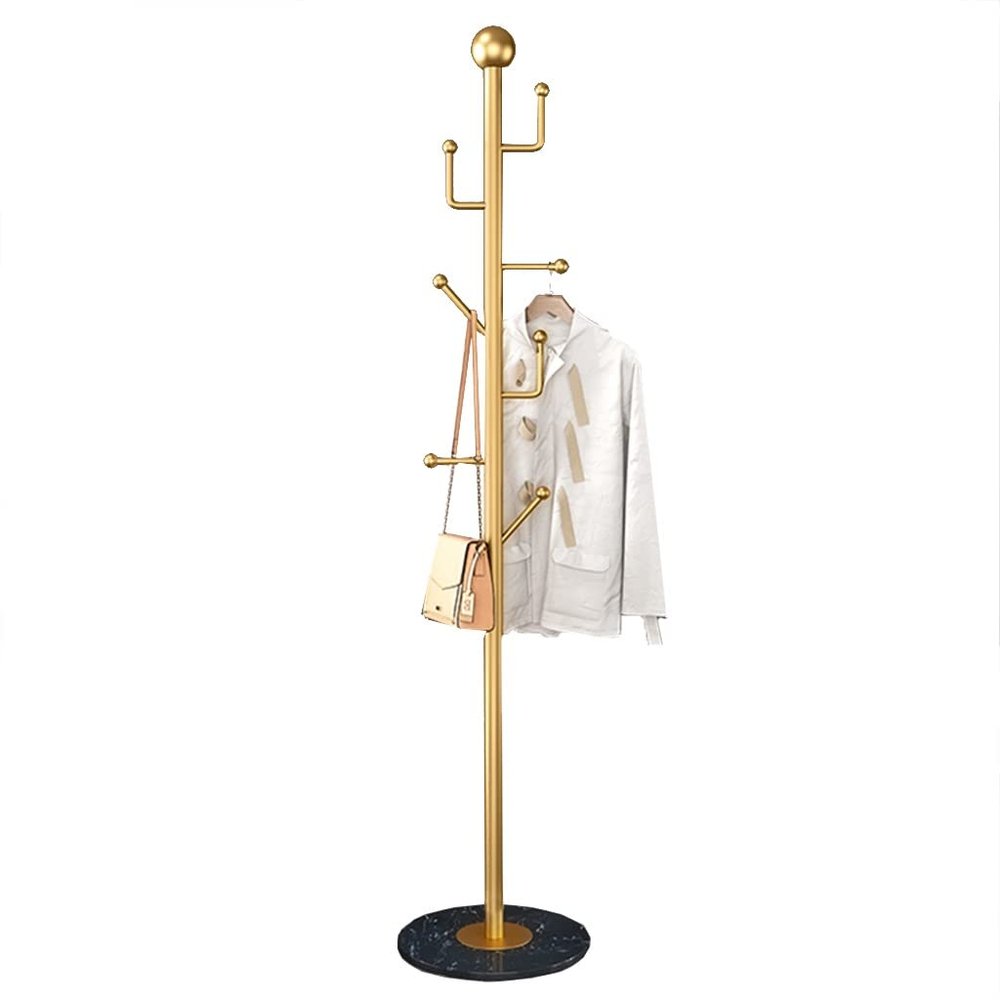 Modern Gold Coat Racks Freestanding 7 Hooks Hall Coat Tree,Hat Racks with Marble Base, Coat Rack Stand Coat Hanger for Entryway Hallway, Office, Bedroom, Bathroom (Color : Gold B)