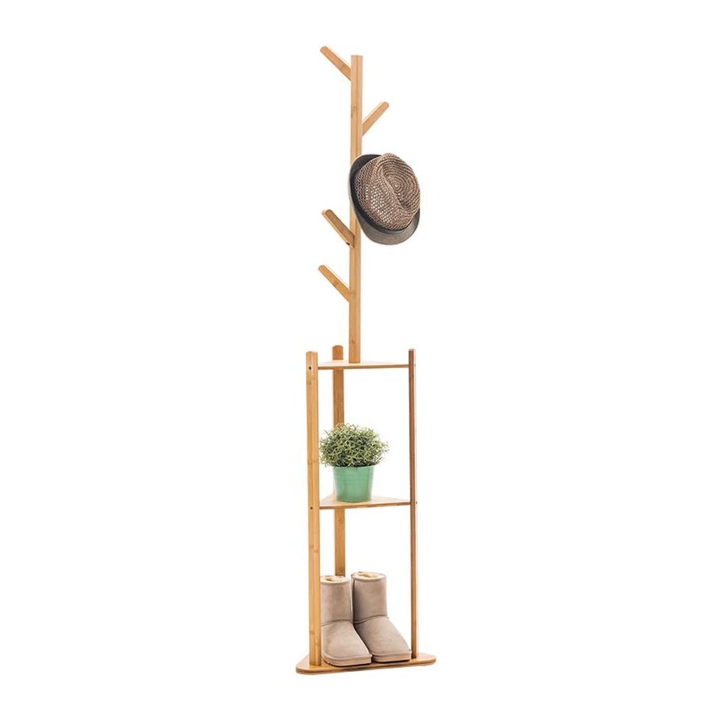 TOMYEUS Coat Rack Floor-standing Coat Rack Household Vertical Heavy-duty Coat Shelf Bedroom Bedside Hanger Living Room Corridor Corner Coat Racks 3-layer Shelf Coat Rack Hat Stand