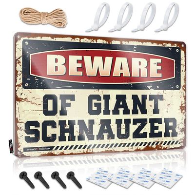 Metal Home Sign Beware of Giant Schnauzer Sign Funny Metal Signs for Outdoors Room Door Decor ( Size : 30X40CM )
