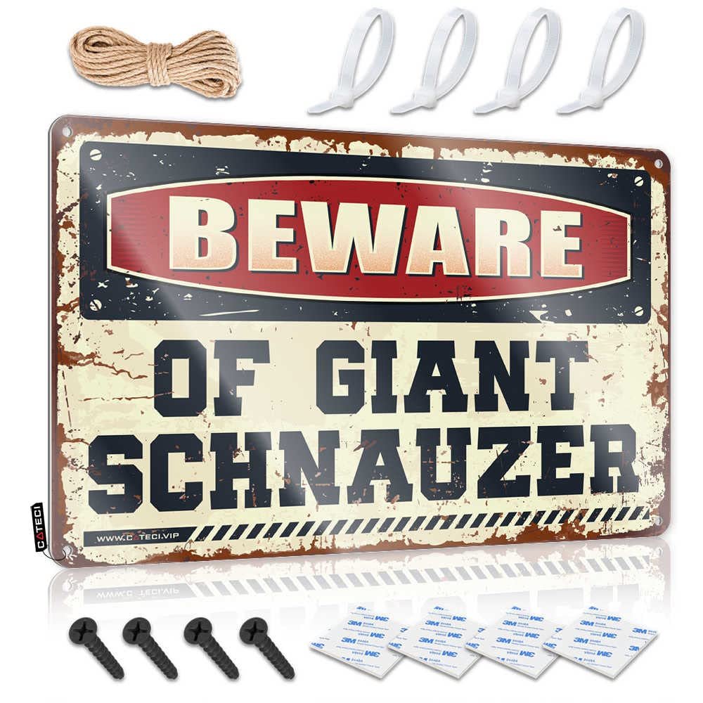 Metal Home Sign Beware of Giant Schnauzer Sign Funny Metal Signs for Outdoors Room Door Decor ( Size : 30X40CM )