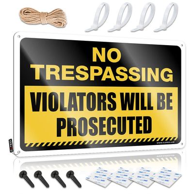 Metal Home Sign No Trespassing Violators Will Be Prosecuted Tin Sign Funny Metal Signs for Outdoors Room Door Decor ( Size : 20X30CM )