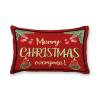 Tiukiu Candy Cane Ornament Wreath Decorative Lumbar Throw Pillow Covers Cases Red Merry Christmas Everyone Bells Xmas Gift Poinsettia Socks Cushion Covers 12"x18" for Couch Sofa Bedroom Car view 1