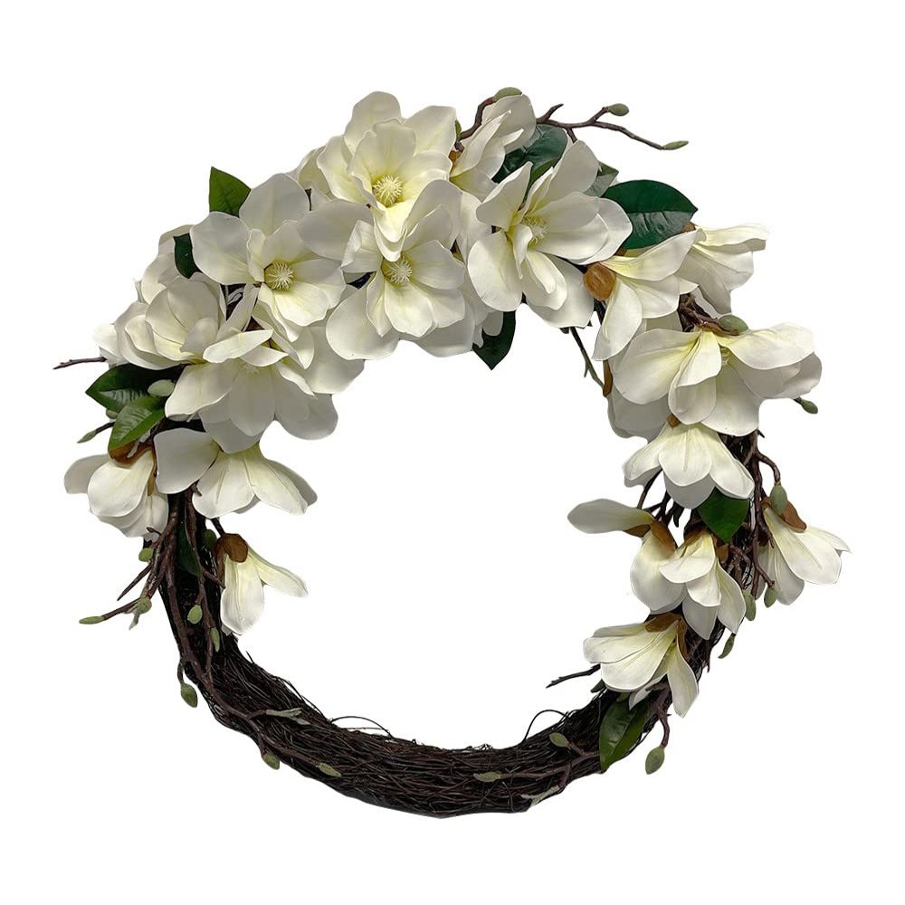 20" Hand Crafted Artificial White Magnolia Spring Wreath Front Door,Home Decor
