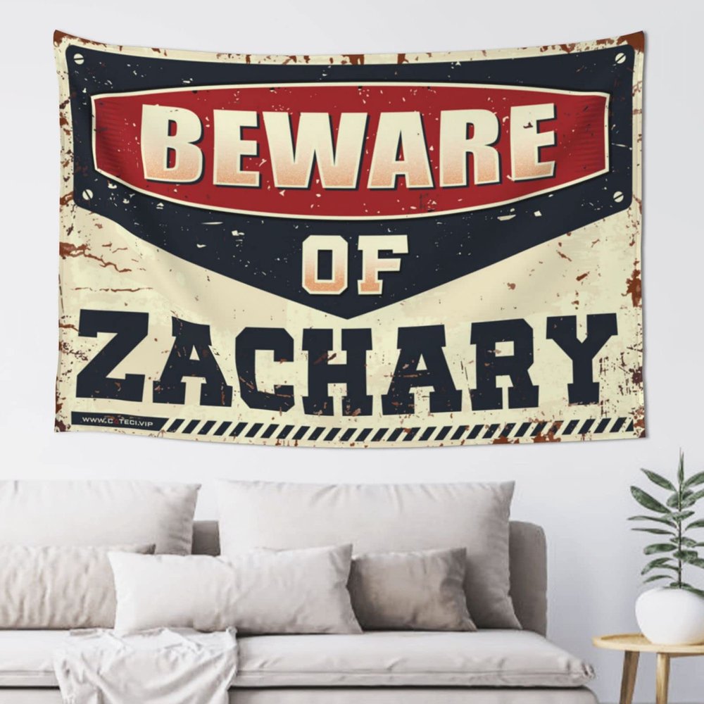 Funny Bar Decor Beware of Zachary Tapestry Tapestry for Walls Boys Bedroom Accessories ( Size : 75X100CM )