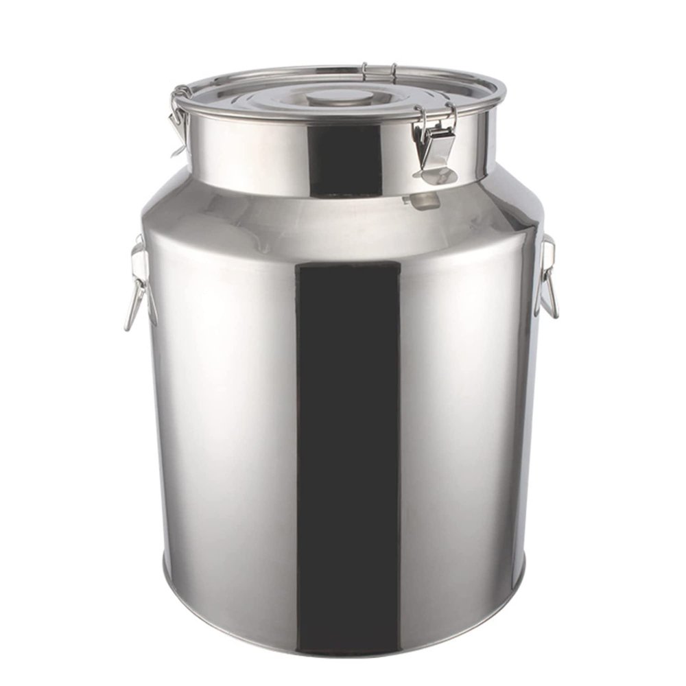 Milk Transport Barrels with Silicone Seal, Food Grade 201 Stainless Steel Milk Can Tote Jug Milk Bottle Oil Bucket Tea Canister / 28L