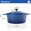 5 QT Cast Iron Dutch Oven with Lid, Heavy Duty Enameled Soup Pot with Dual Handles and Oven Safe for Bread Baking, Braising, Cooking and Family Gifts, Blue view 2