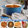 5 QT Cast Iron Dutch Oven with Lid, Heavy Duty Enameled Soup Pot with Dual Handles and Oven Safe for Bread Baking, Braising, Cooking and Family Gifts, Blue view 4