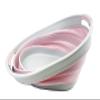 SAMMART 23L (6 Gallons) Collapsible Plastic Laundry Basket - Oval Tub - Foldable Storage Container/Organizer -Portable Washing Tub -Space Saving Laundry Hamper (Grey/Pale Pink) view 3