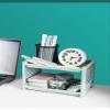 Jaugufiy 2 Tier Plastic Countertop Shelf Organizer Storage Rack, Multifunction Pantry Storage Organizer Kitchen Spice Rack Bathroom Shelf Organizer Tabletop Shelf Organizer (Green) view 4
