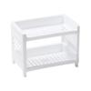 Jaugufiy 2 Tier Plastic Countertop Shelf Organizer Storage Rack, Multifunction Pantry Storage Organizer Kitchen Spice Rack Bathroom Tabletop Shelf Organizer (White) view 1