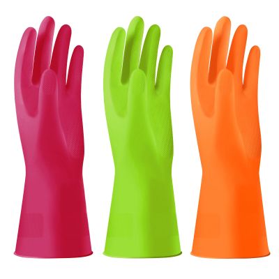 Alimat PluS Rubber Dishwashing Gloves Latex Free, Without Liner, Medium