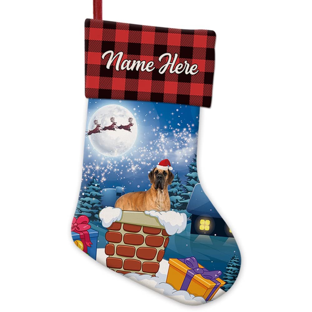 MALIHONG Personalized Dog Christmas Stocking 1 Pack Stockings Cute Great Dane Dog Fireplace Hanging Stockings Children's Candy Gift Bag Indoor Family Holiday Xmas Party Christmas Decor 14.4"