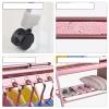 UNNS Foldable Drying Rack Stainless Steel Folding Hanger Telescopic Clothes Rod Double Rod Clothes Rack Aluminum Alloy Floor Drying Rack with Casters Clothes Drying Rack (Color : B) view 4