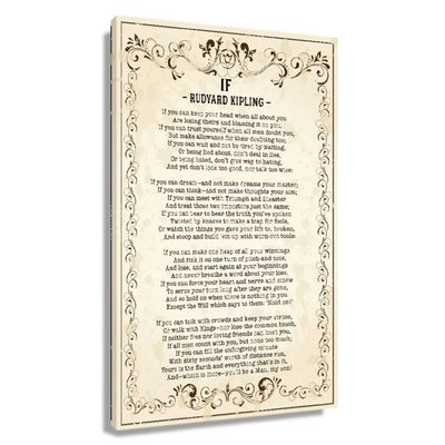 If Poem Poster Rudyard Kipling Poetry Quote Wall Art Room Decoration for Bedroom Modern Artwork for Office Rectangular Paintings for Bathroom Wall Hanging Kitchen Poster Decorative Picture Gifts (24x36inch(60x90cm),Canvas)