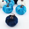 12 Pcs Artificial Pumpkin Velvet Harvest Thanksgiving Fake Pumpkin Decorations, Foam Plastic Fake Faux Artificial Pumpkins for Halloween Fall Harvest Festival Home Table Decor (Blue) view 2