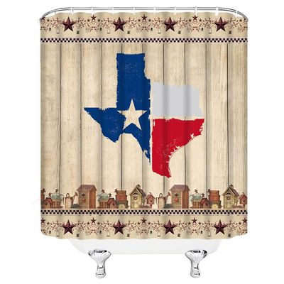 ABONAN Rustic Texas Shower Curtain Western Star Southwestern Vintage Wood Retro Barn Farmhouse Berries On Country Wooden Plank Fabric Bathroom Curtains Decor Set with Hook(67" Wx70 H)