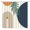 ABONAN Mid Century Abstract Shower Curtain Boho Arch Sun Leaves Beige Modern Line Art Minimalistic Fabric Bathroom Curtains Decor Set with Hook (67" Wx70 H) view 1