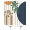 ABONAN Mid Century Abstract Shower Curtain Boho Arch Sun Leaves Beige Modern Line Art Minimalistic Fabric Bathroom Curtains Decor Set with Hook (67" Wx70 H) view 3