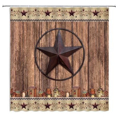 ABONAN Rustic Texas Shower Curtain Western Star Southwestern Vintage Wood Retro Barn Farmhouse Berries On Country Wooden Plank Fabric Bathroom Curtains Decor Set with Hook(67" Wx70 H)