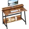 ALISENED 31.5 Inch Small Office Desk with Storage, Small Desk for Small Spaces, Compact Home Office Desk, Mini Study Desk for Bedroom, Brown view 1