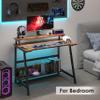 ALISENED 31.5 Inch Small Office Desk with Storage, Small Desk for Small Spaces, Compact Home Office Desk, Mini Study Desk for Bedroom, Brown view 2