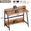 ALISENED 31.5 Inch Small Office Desk with Storage, Small Desk for Small Spaces, Compact Home Office Desk, Mini Study Desk for Bedroom, Brown view 3