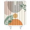 ABONAN Mid Century Abstract Shower Curtain Boho Arch Sun Leaves Beige Modern Line Art Minimalistic Fabric Bathroom Curtains Decor Set with Hook (67" Wx70 H) view 3