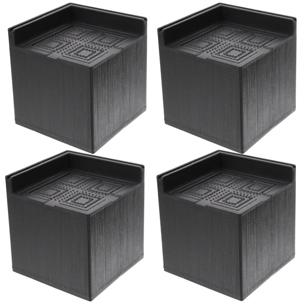 Housoutil 4pcs Square Bed Risers for Height Rubber Furniture Elevators for Chairs Tables Sofas Easy Installation for Extra Under-Bed Storage