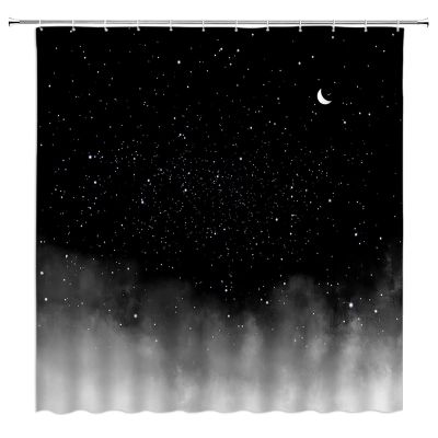 ABONAN Night Starry Sky Shower Curtain (No Glitter) Stars Fantasy Galaxy Universe Black Cosmic Fabric Bathroom Curtains Decor Set with Hook(67" Wx70 H)