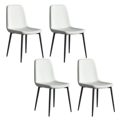 CraftThink Modern Dining Chairs, Metal Modern Contemporary Kitchen Chair Dining Room Side Parsons Chair Side Chair for Home Kitchen- Set of 4, Light Gray