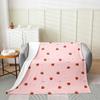 Girls Strawberry Blanket Queen,Kawaii Strawberry Throw Blanket for Kids,Japanese Style Pink Cute Cartoon Fruit Food Theme Fleece Blanket,Girly White Floral Flannel Blanket Sofa Bed Couch Decor view 2