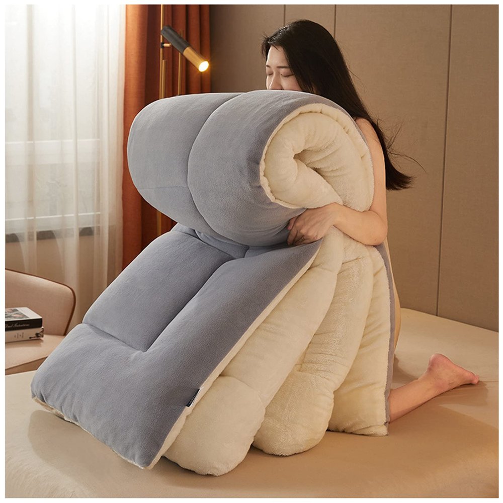 ZTGL Winter Quilt, Thicken Warm Lamb Cashmere Comforter Winter, Lamb Wool Blanket, Heavy Blankets for Winter Double Bed, Double-Sided Warm Quilted Quilts,Soot,200 * 230cm (4.5kg)