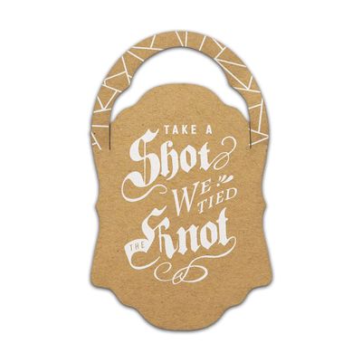 Summer-Ray 50pcs We Tied the Knot so Have a Shot Mini Liquor Bottle Hang Tags Wedding Bridal Shower (Kraft-White)
